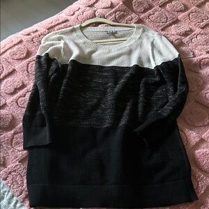 Talbots Black and Cream Women's Sweater